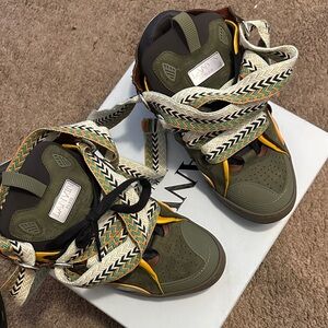 Lanvin Olive Sneakers with Patterned Laces